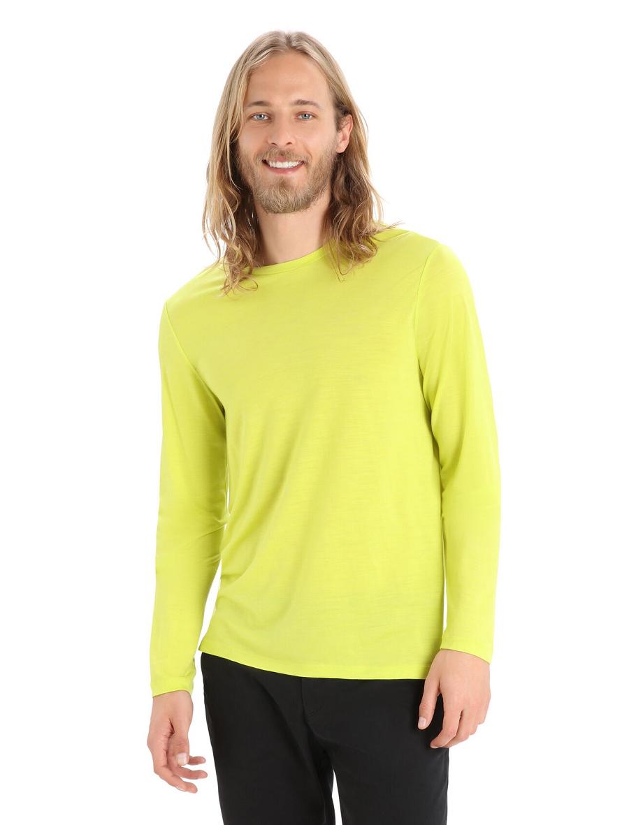 Icebreaker Merino Sphere II T-Shirt Férfi Long Sleeve Sárga | HU 1229OKIR